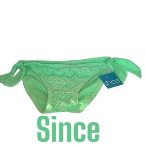 Since by Malibu Summer Crochet Hipster Side Tie Bikini Bottom Sz SmJuniors NWT